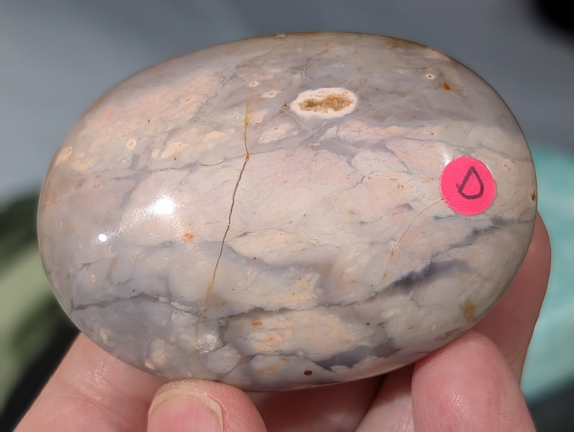 Pink Chalcedony Palm Stone