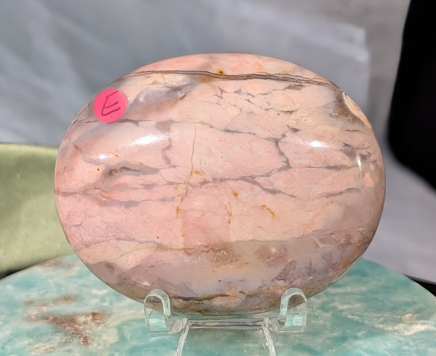 Pink Chalcedony Palm Stone