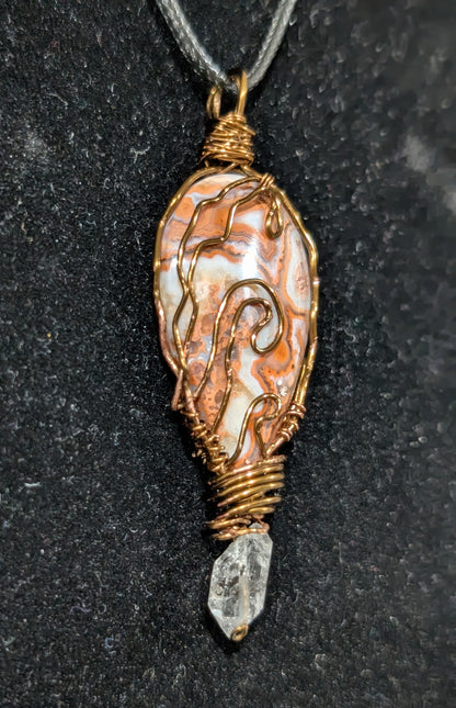 Pink Crazy Lace Agate Wire Wrapped Pendant