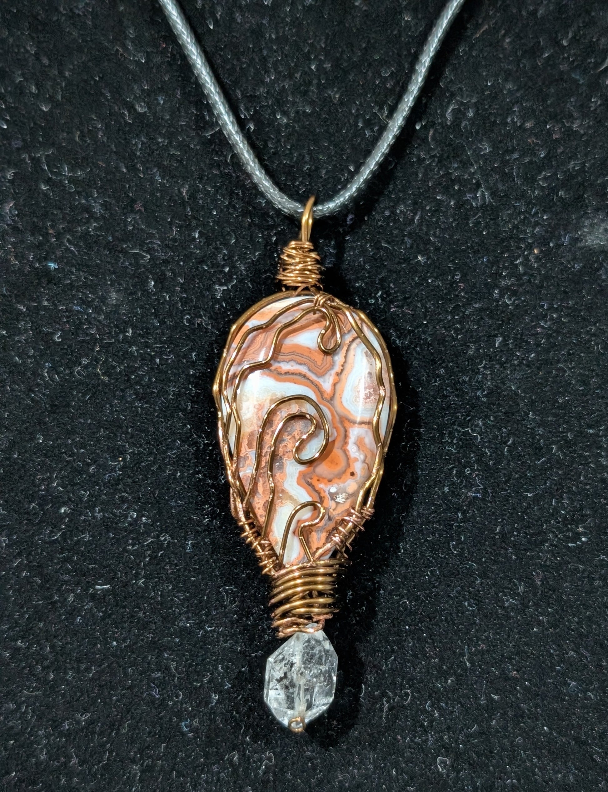 Pink Crazy Lace Agate Wire Wrapped Pendant