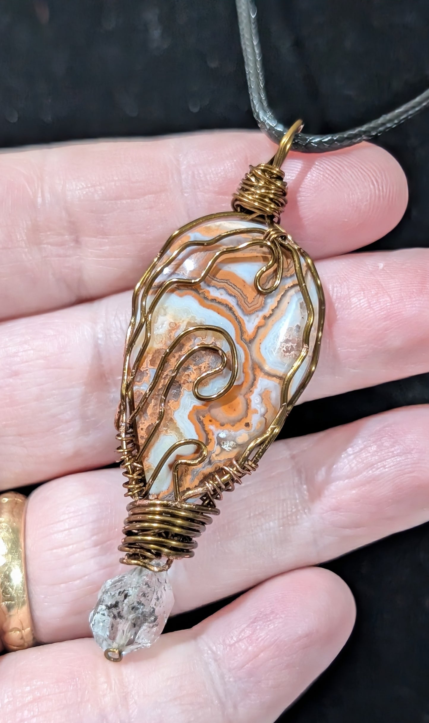 Pink Crazy Lace Agate Wire Wrapped Pendant