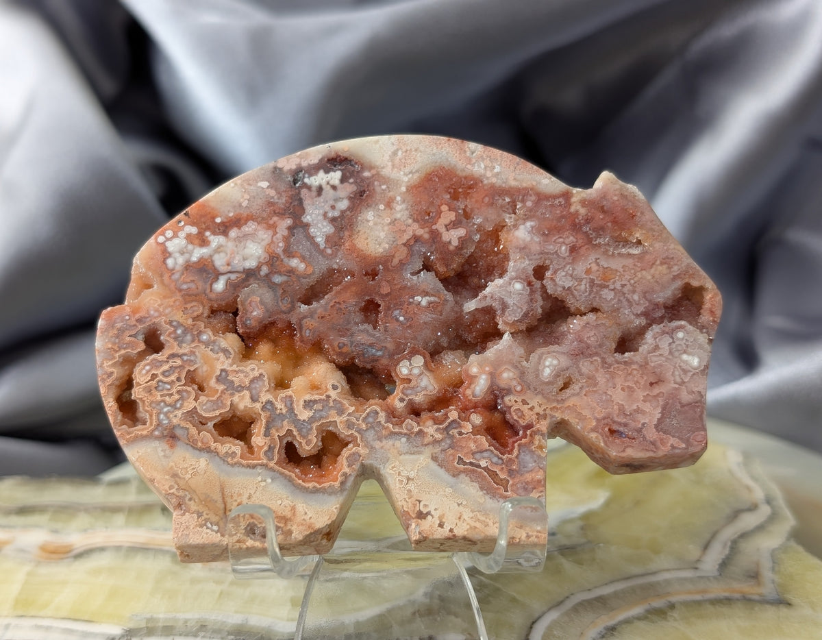 Pink Crazy Lace Agate Wombat Figurine