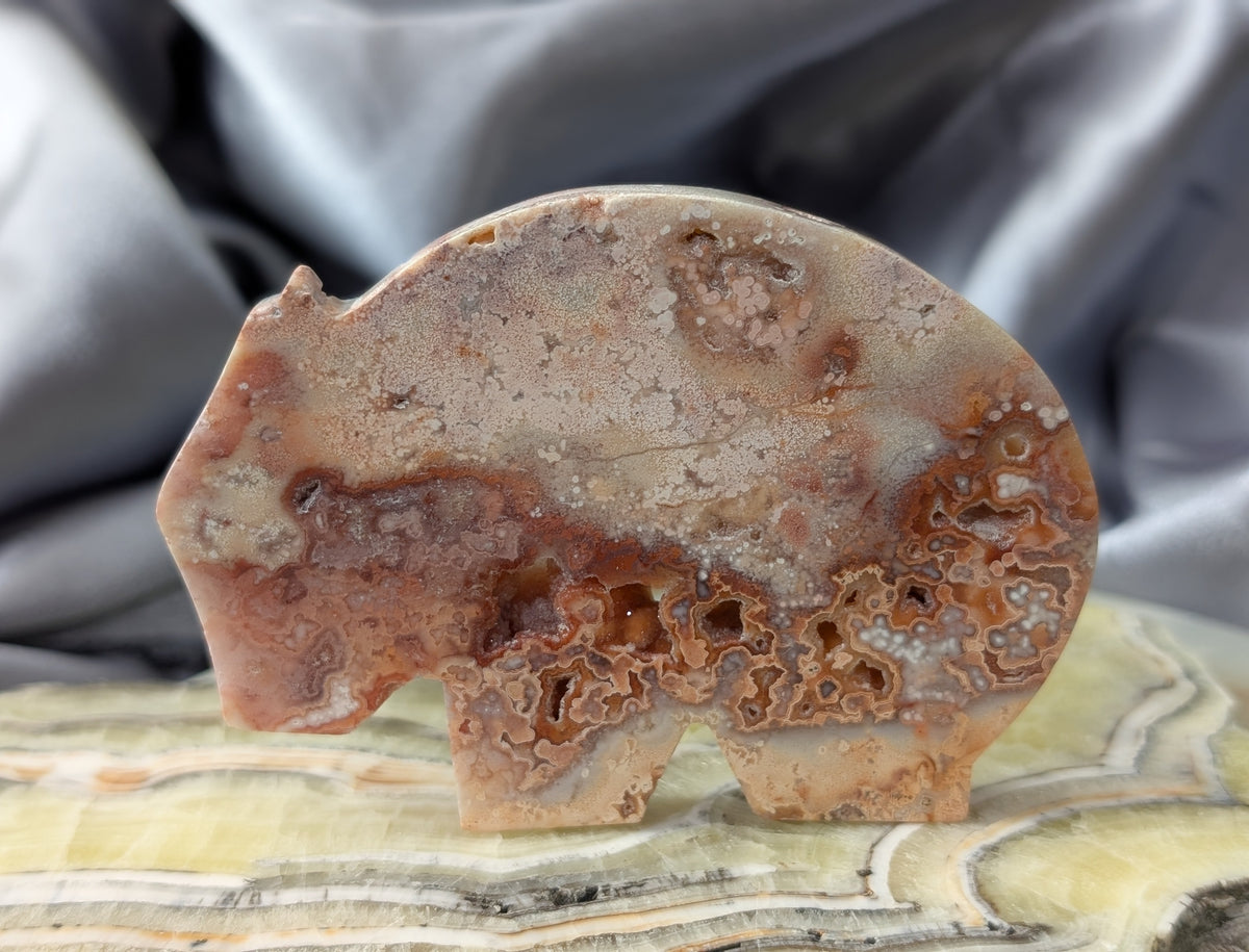 Pink Crazy Lace Agate Wombat Figurine