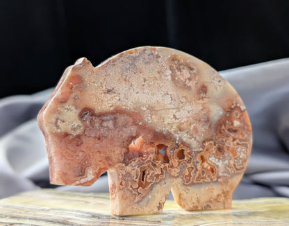 Pink Crazy Lace Agate Wombat Figurine