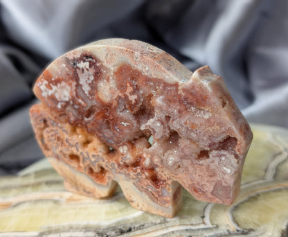 Pink Crazy Lace Agate Wombat Figurine