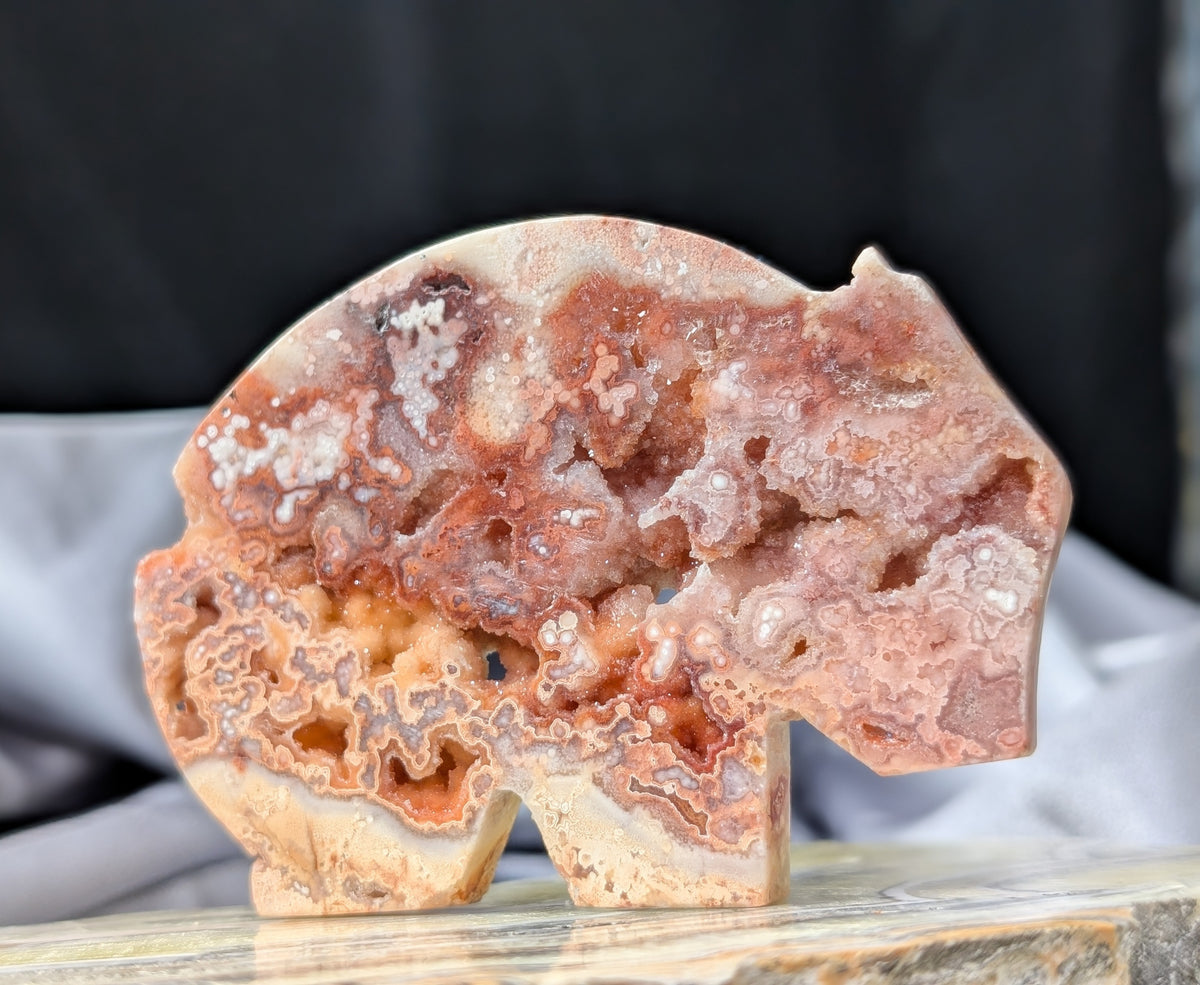 Pink Crazy Lace Agate Wombat Figurine