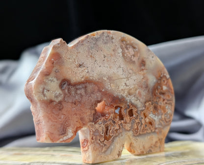 Pink Crazy Lace Agate Wombat Figurine