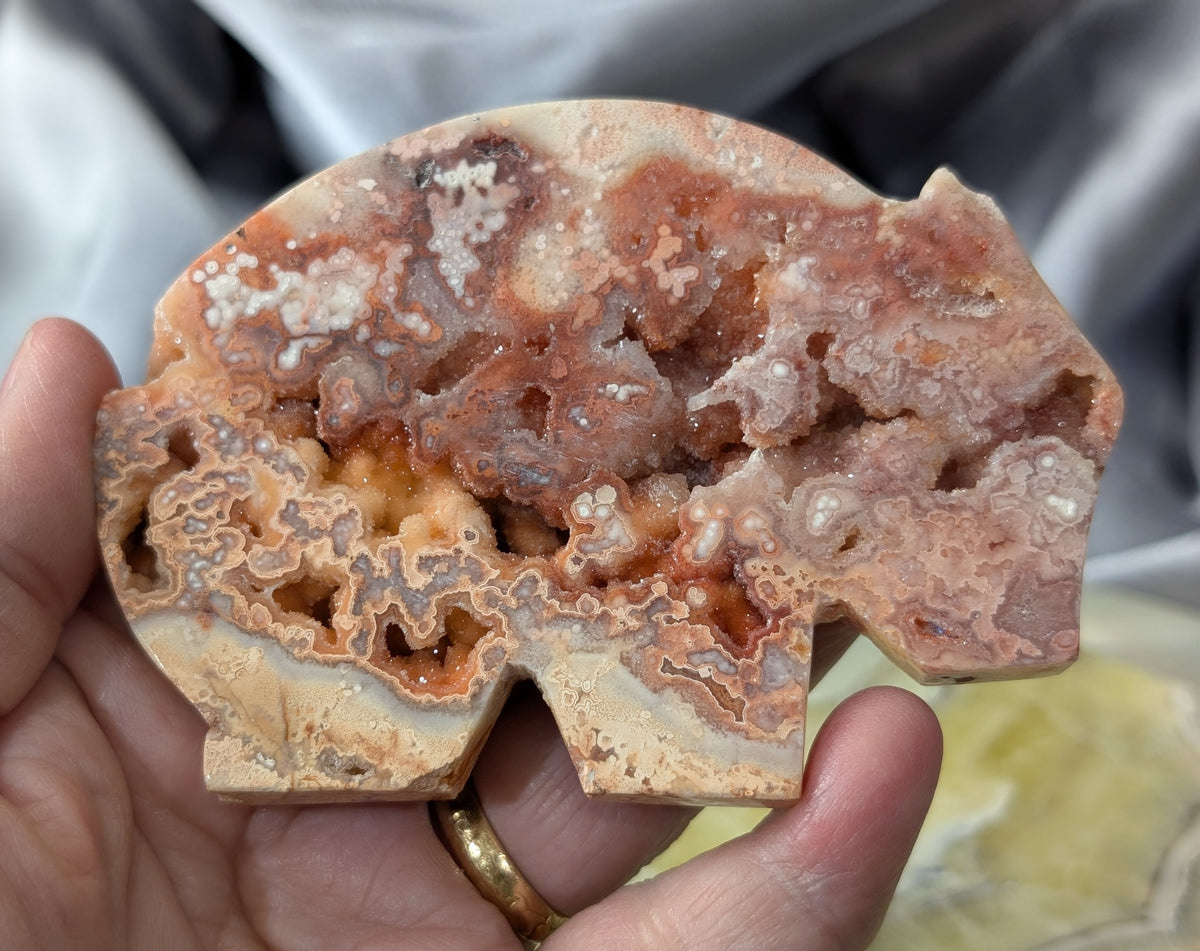 Pink Crazy Lace Agate Wombat Figurine