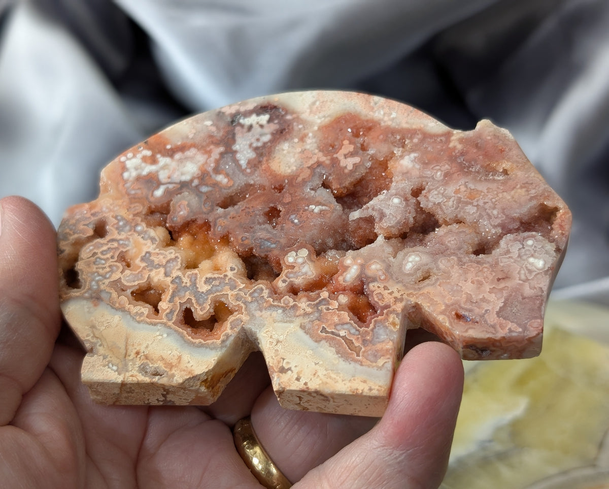 Pink Crazy Lace Agate Wombat Figurine