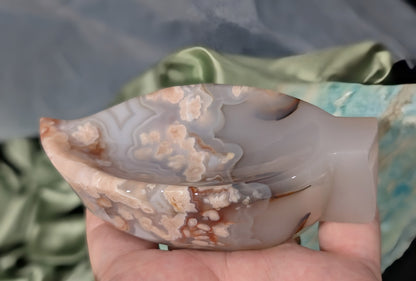 Pink Flower Agate Leaf Bowl 