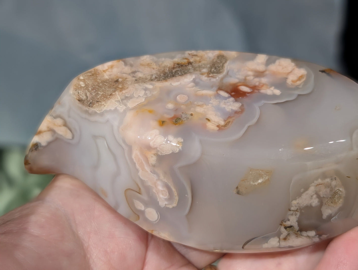 Pink Flower Agate Leaf Bowl