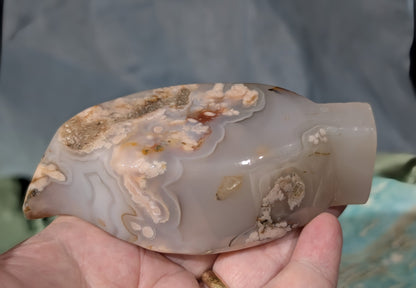 Pink Flower Agate Leaf Bowl