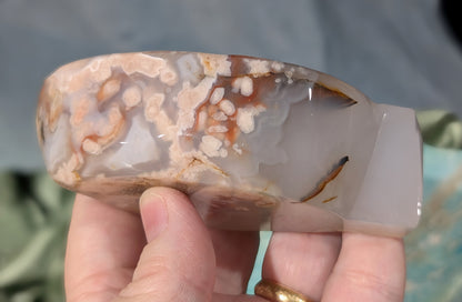 Pink Flower Agate Leaf Bowl