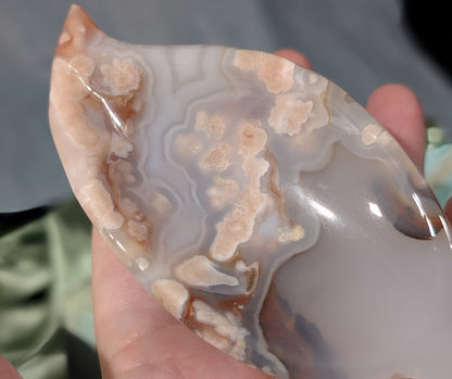 Pink Flower Agate Leaf Bowl
