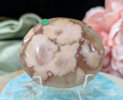 Pink Flower Agate Palm Stone