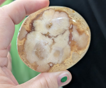 Pink Flower Agate Palm Stone