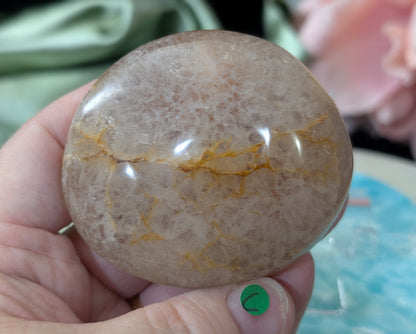 Pink Flower Agate Palm Stone