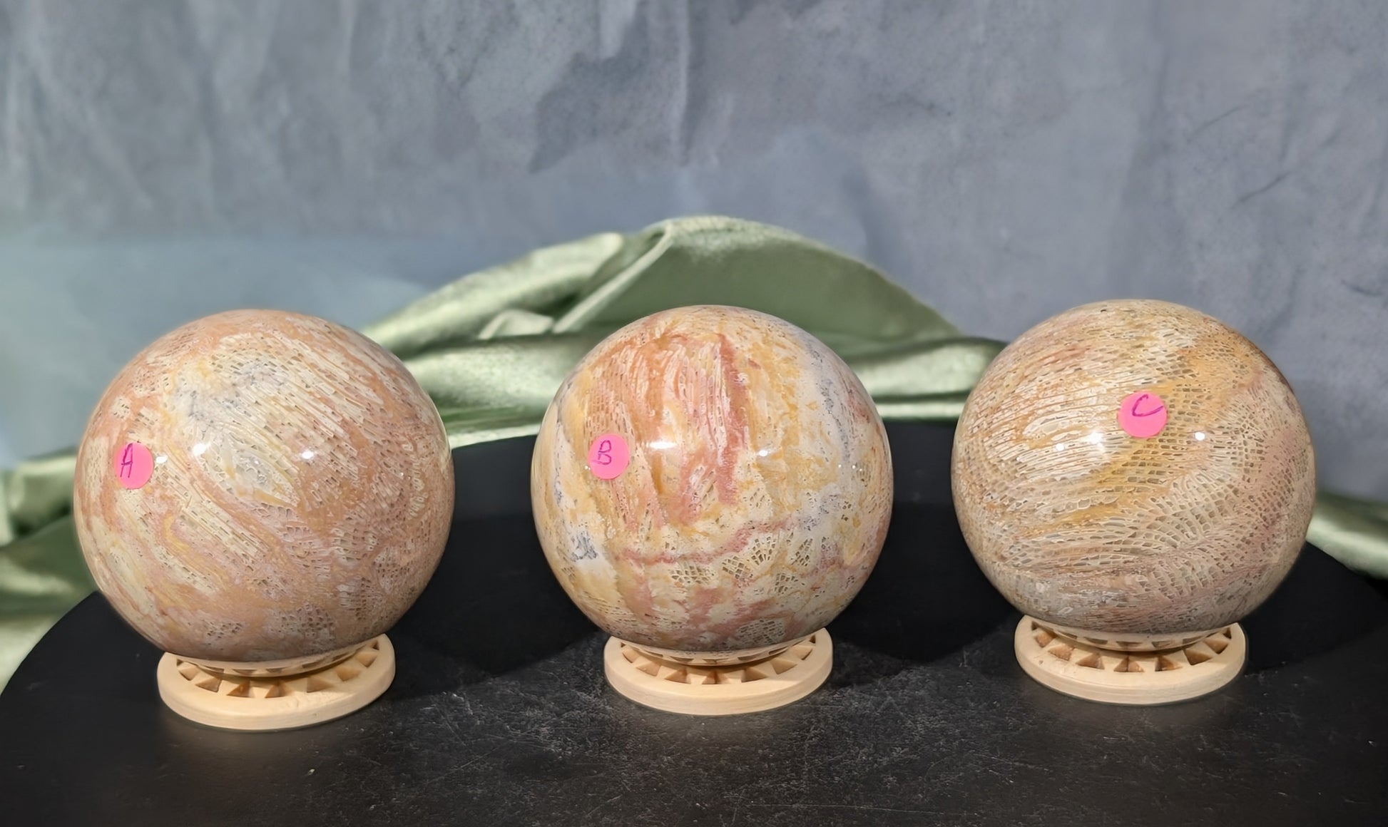 Pink Fossil Jasper Spheres