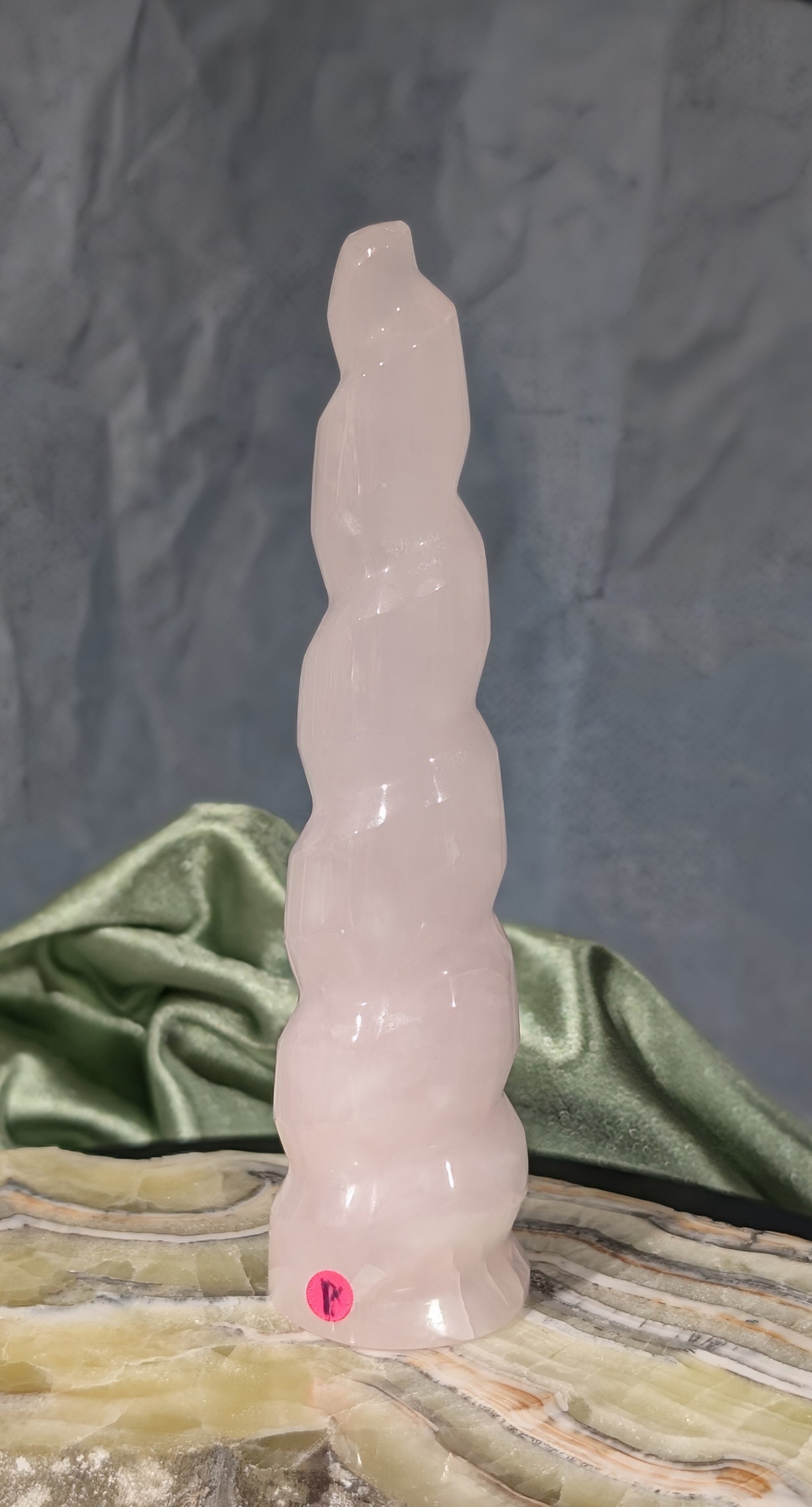 Pink Mangano Calcite Unicorn Horn