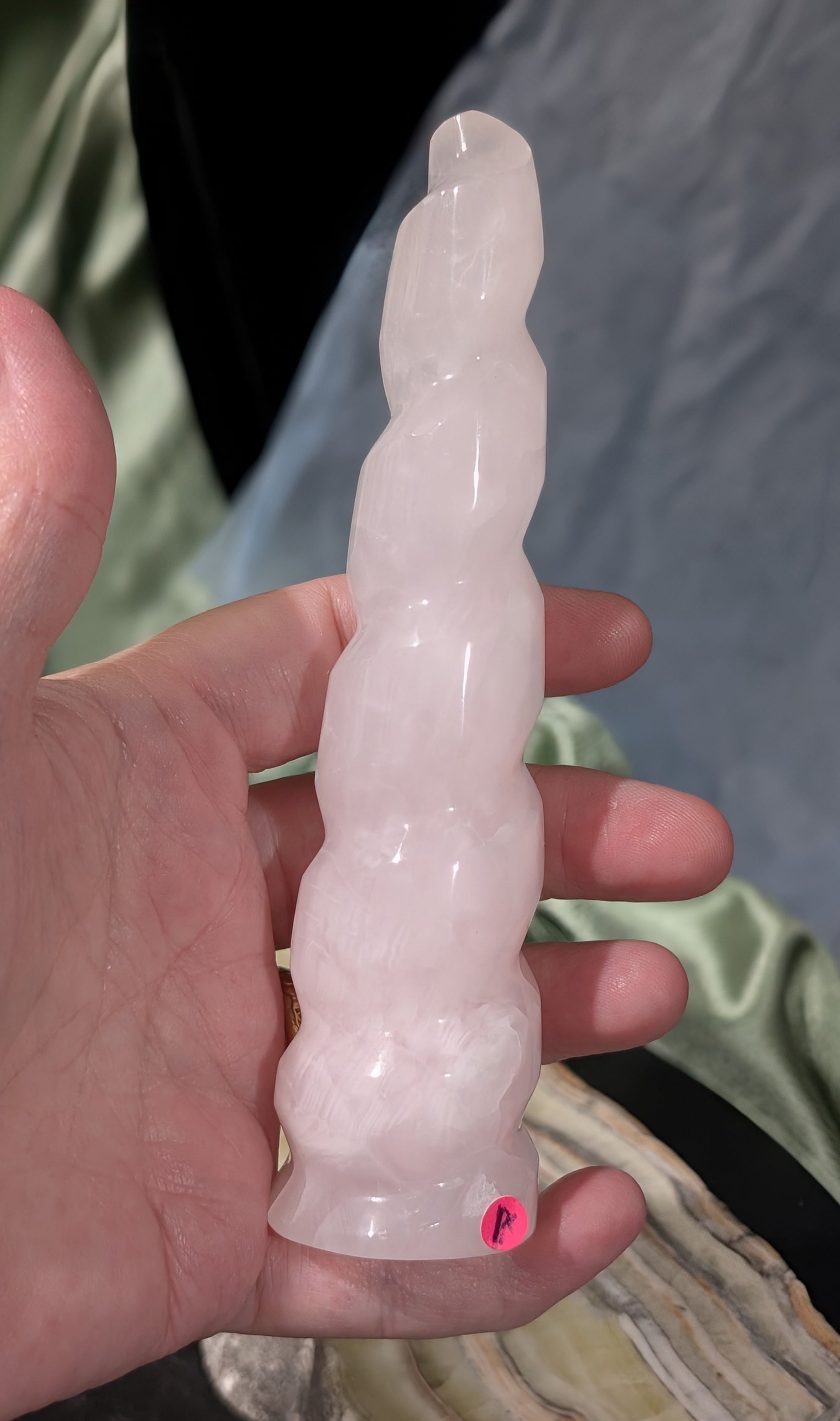 Pink Mangano Calcite Unicorn Horn