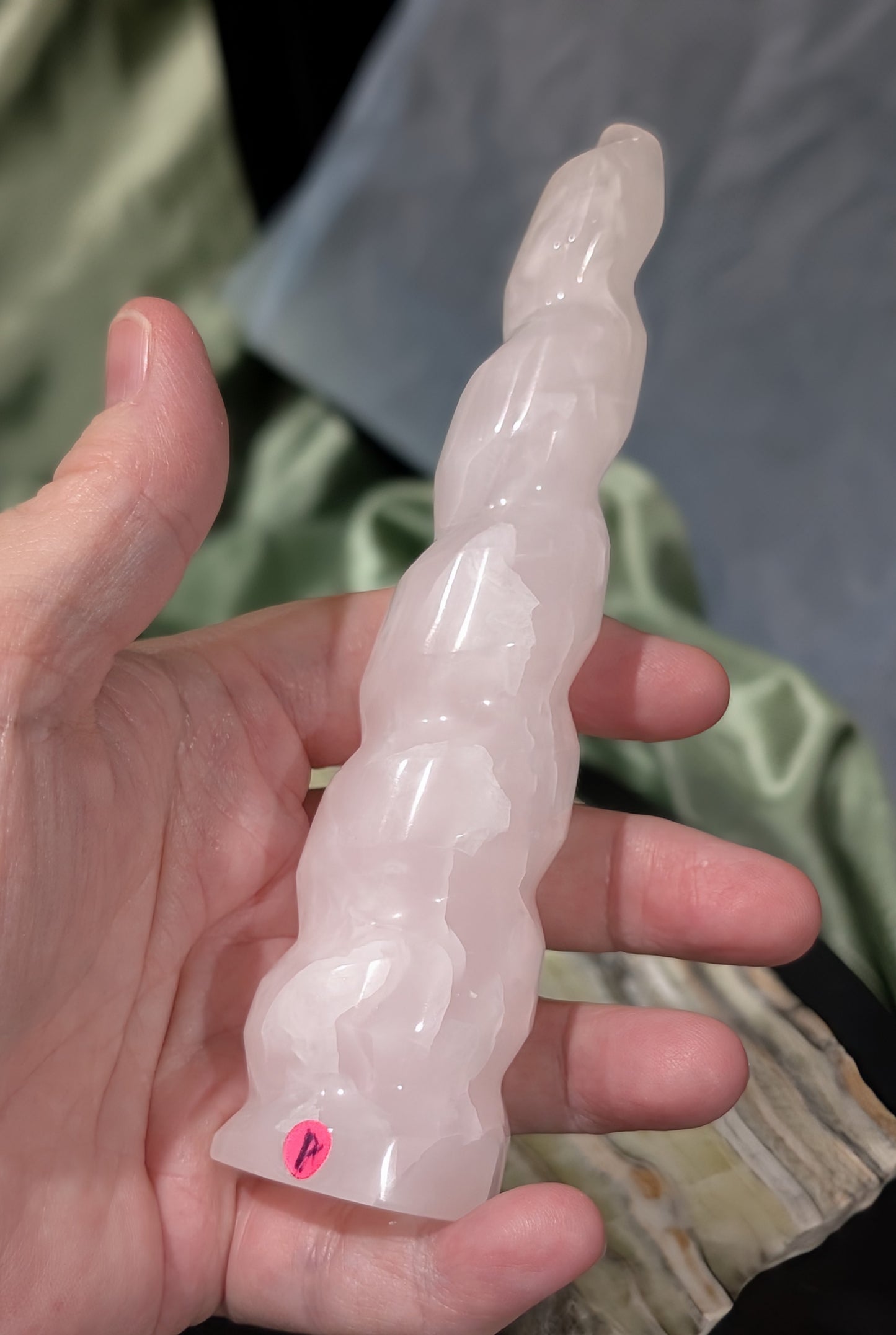 Pink Mangano Calcite Unicorn Horn