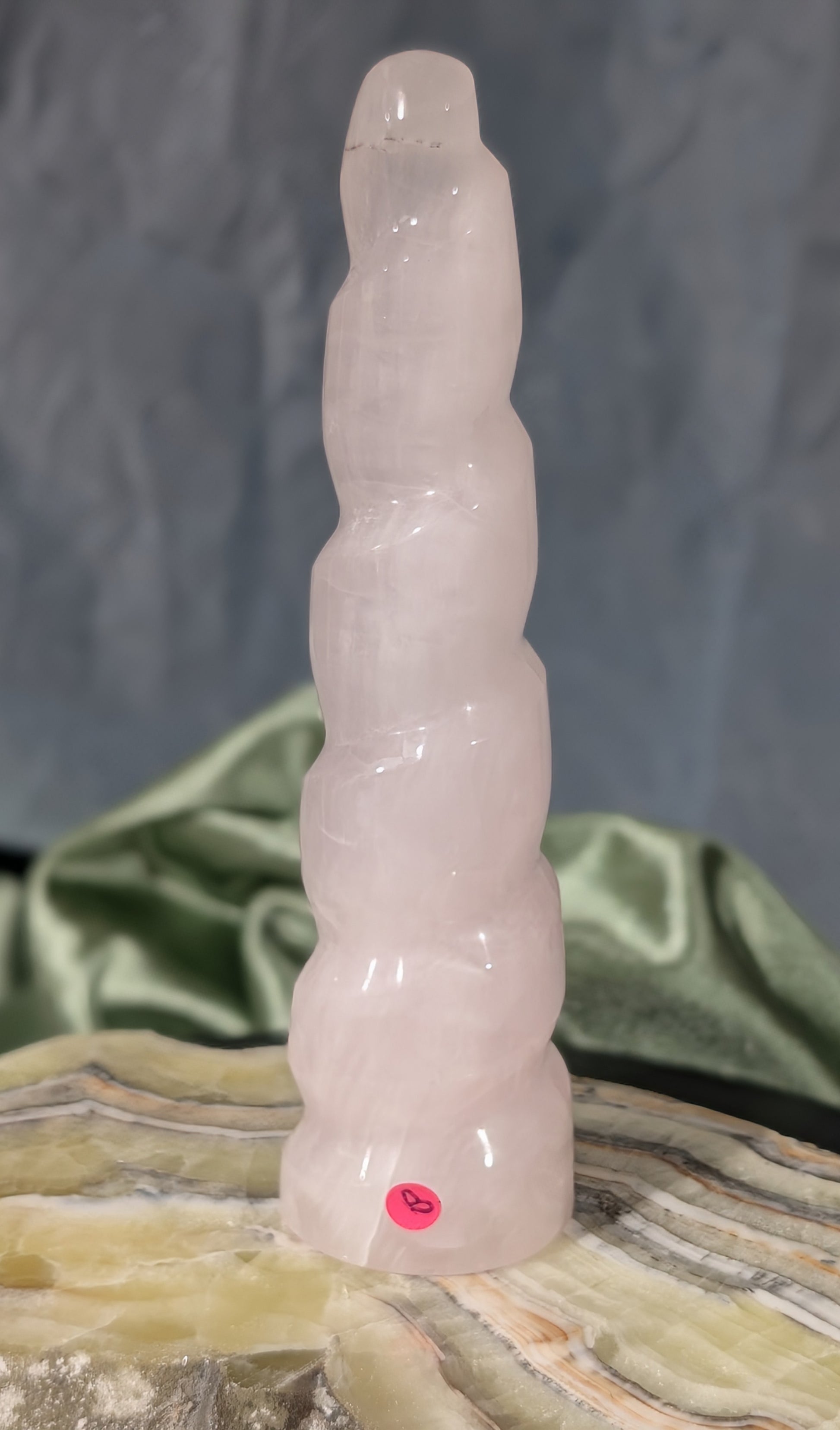 Pink Mangano Calcite Unicorn Horn