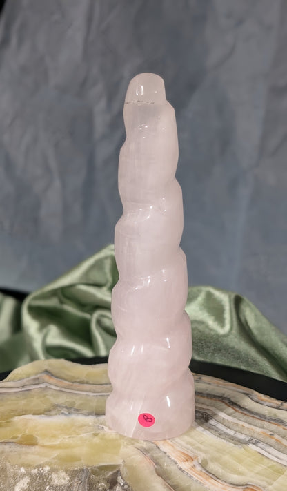 Pink Mangano Calcite Unicorn Horn