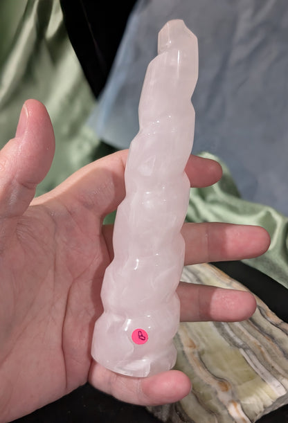 Pink Mangano Calcite Unicorn Horn