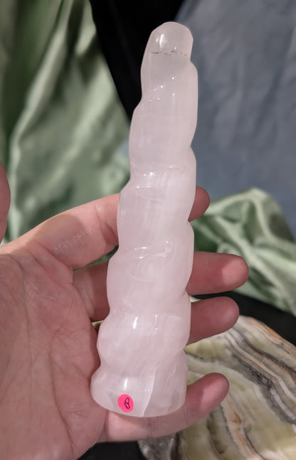 Pink Mangano Calcite Unicorn Horn