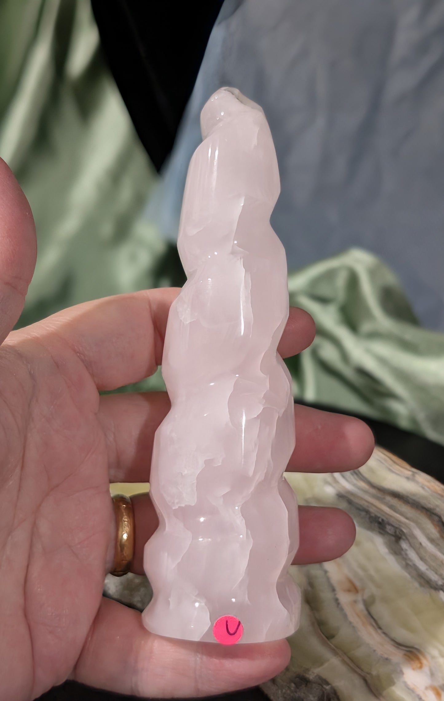 Pink Mangano Calcite Unicorn Horn