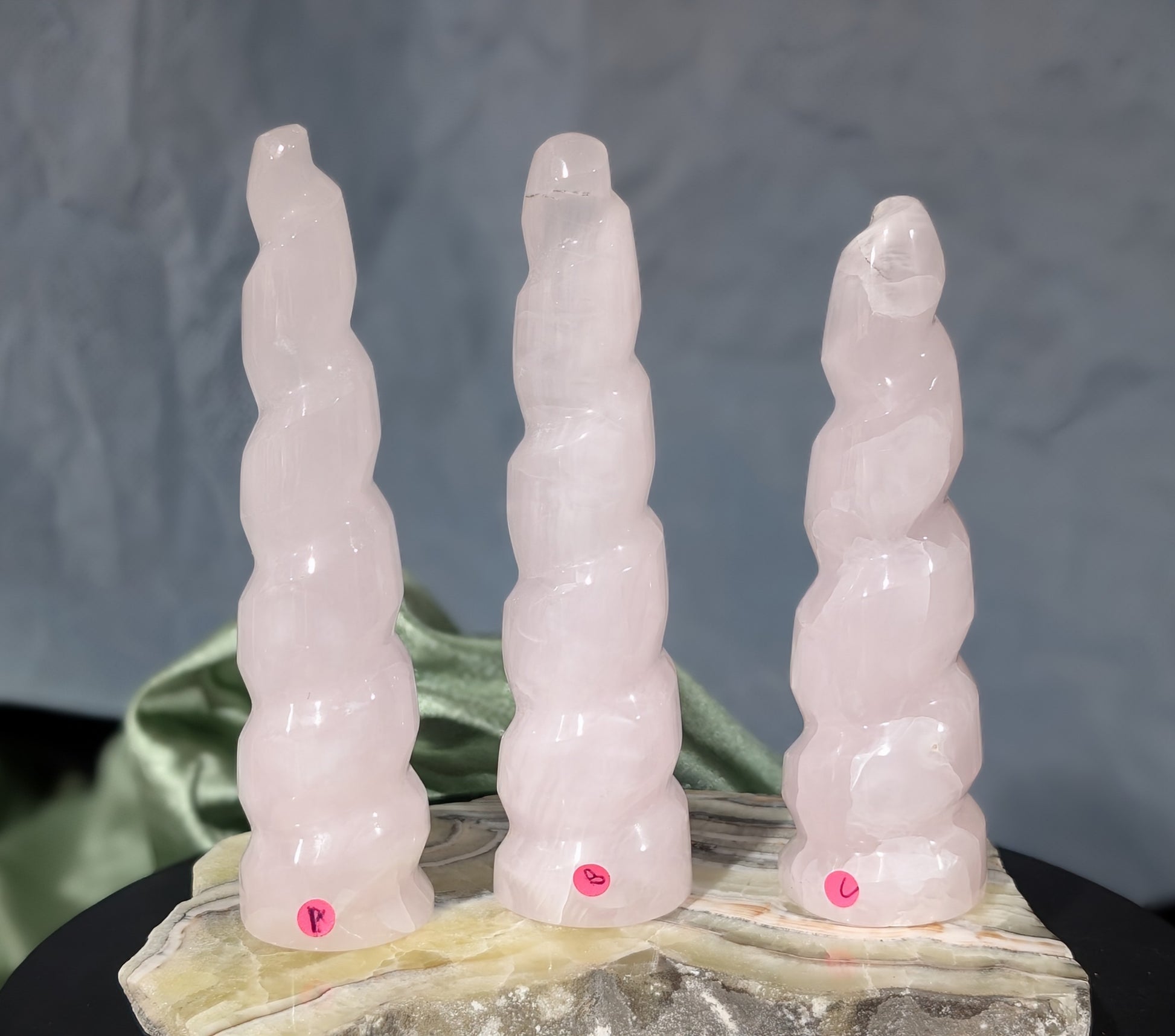 Pink Mangano Calcite Unicorn Horns