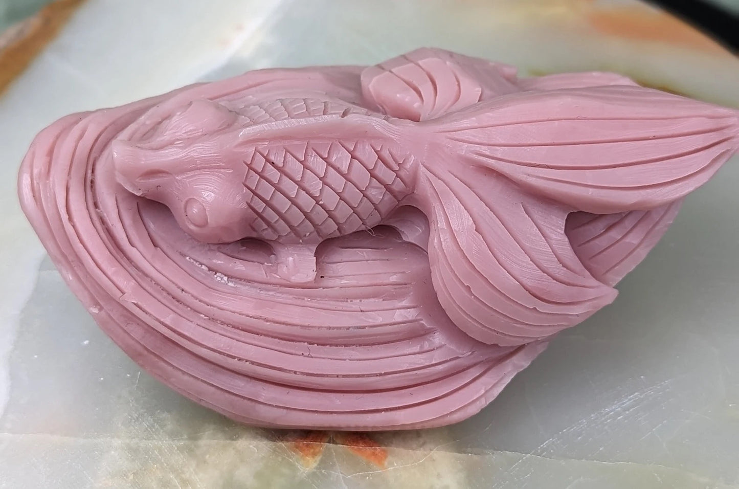 Pink Opal Goldfish Figurine