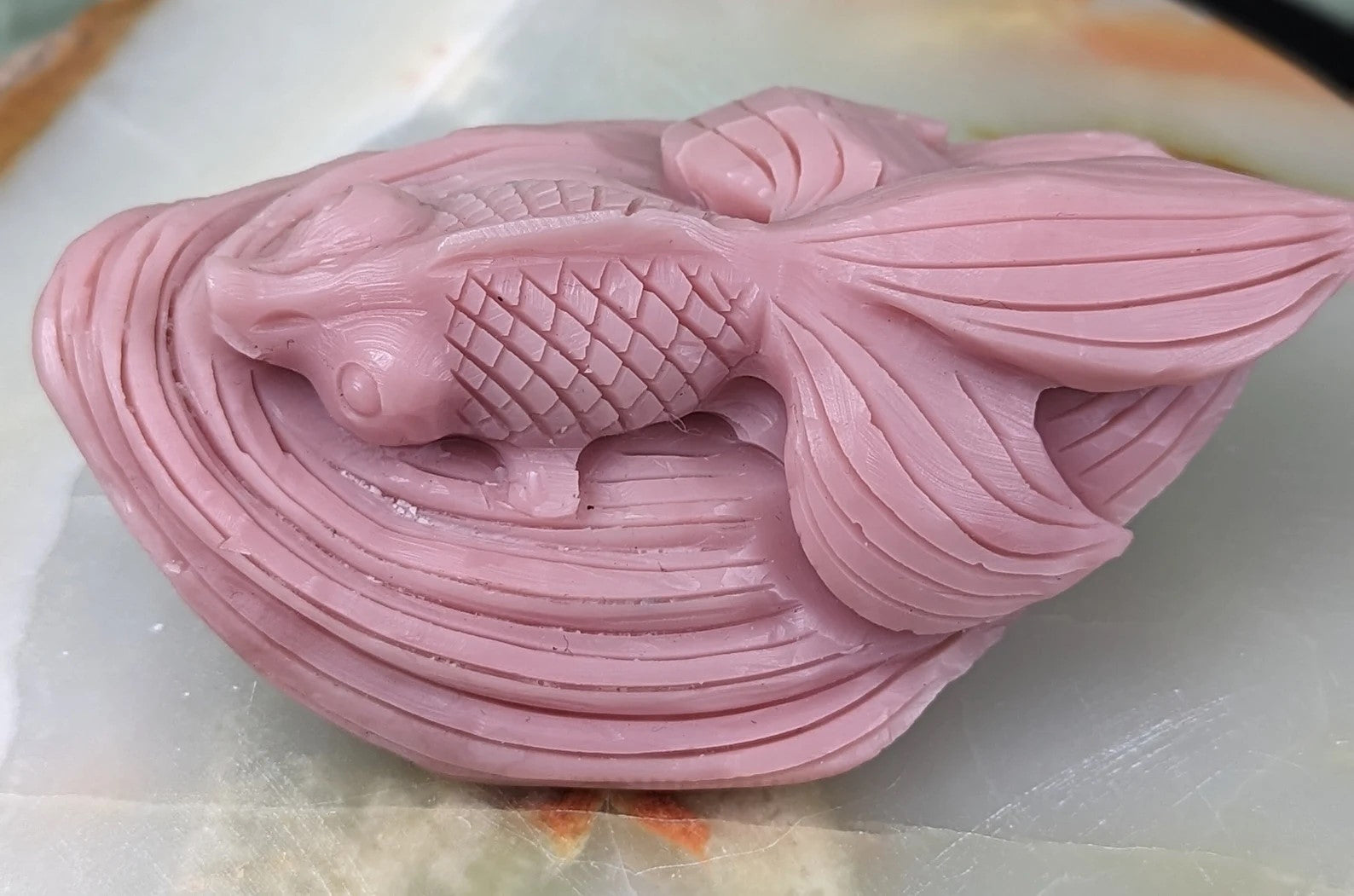 Pink Opal Goldfish Figurine