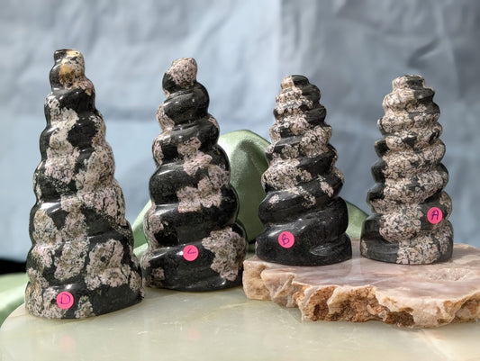 Pink Snowflake Jade Unicorn Horns
