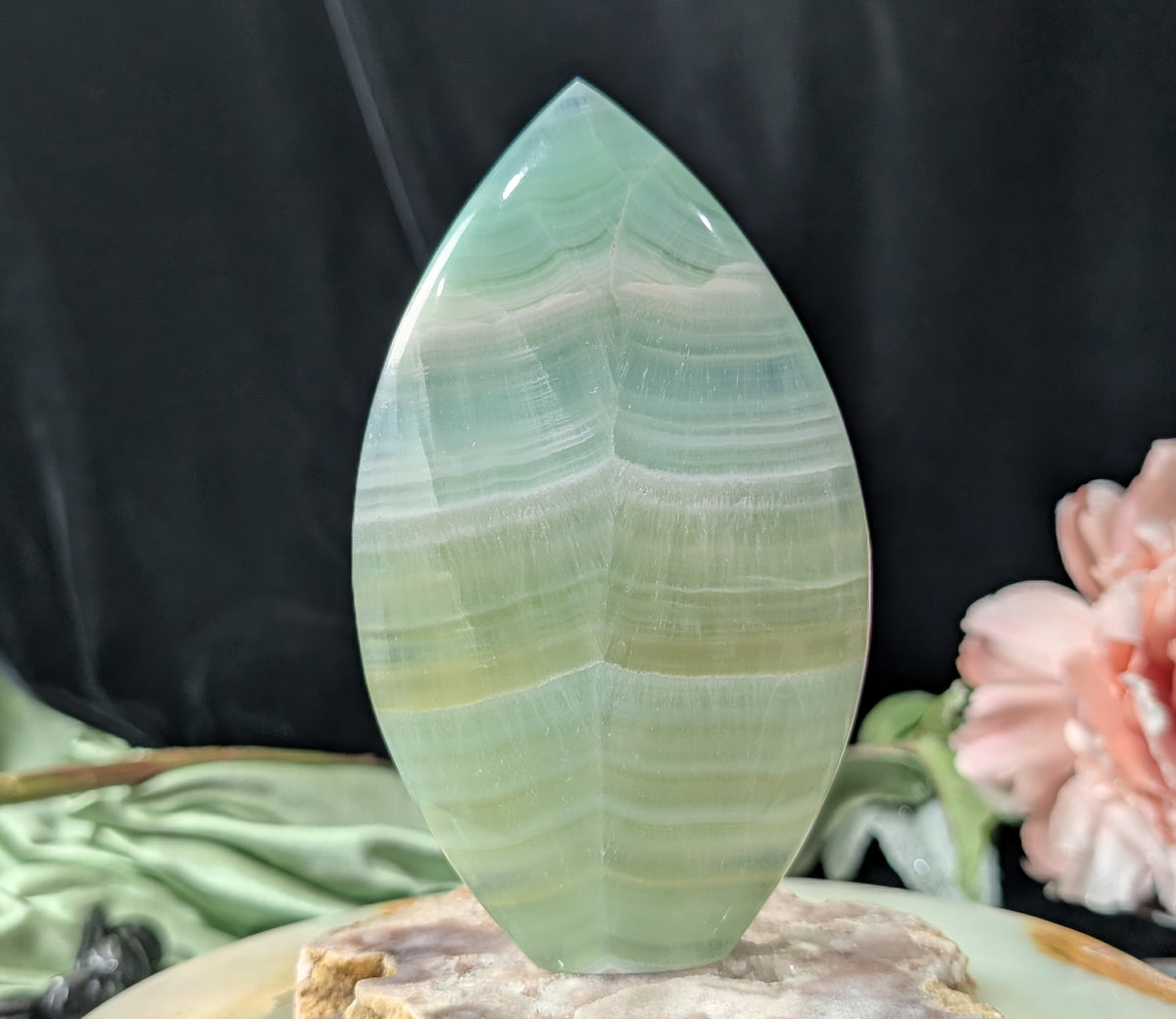 Pistachio Calcite Flame