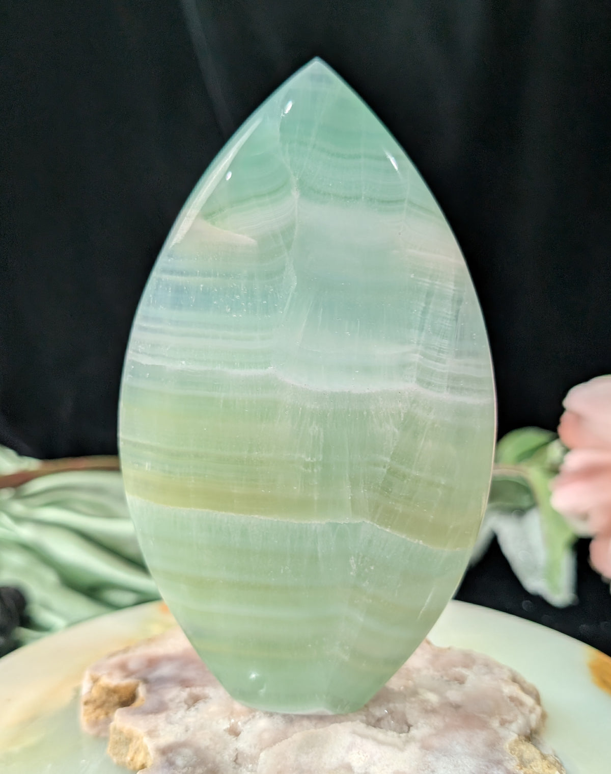Pistachio Calcite Flame