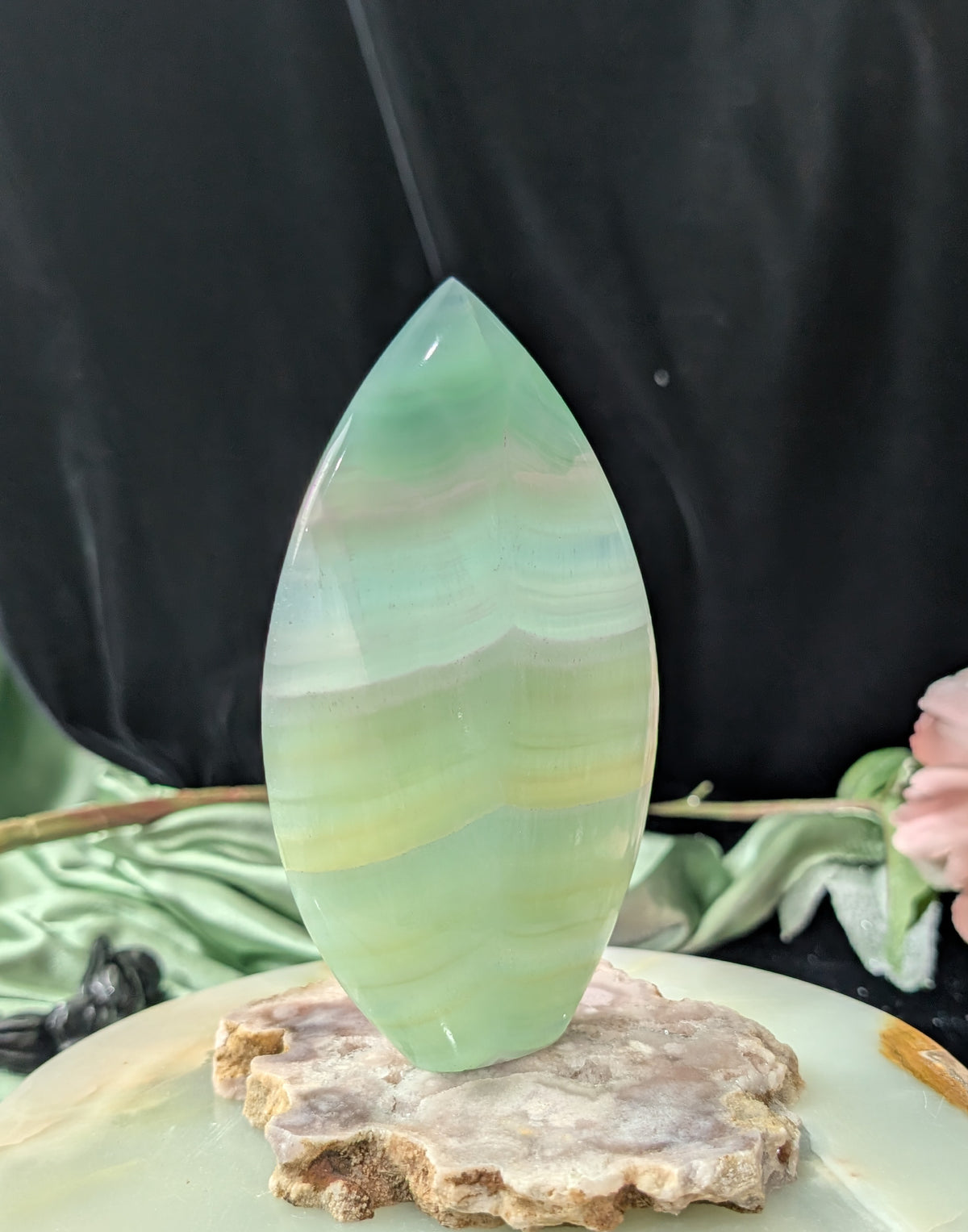 Pistachio Calcite Flame