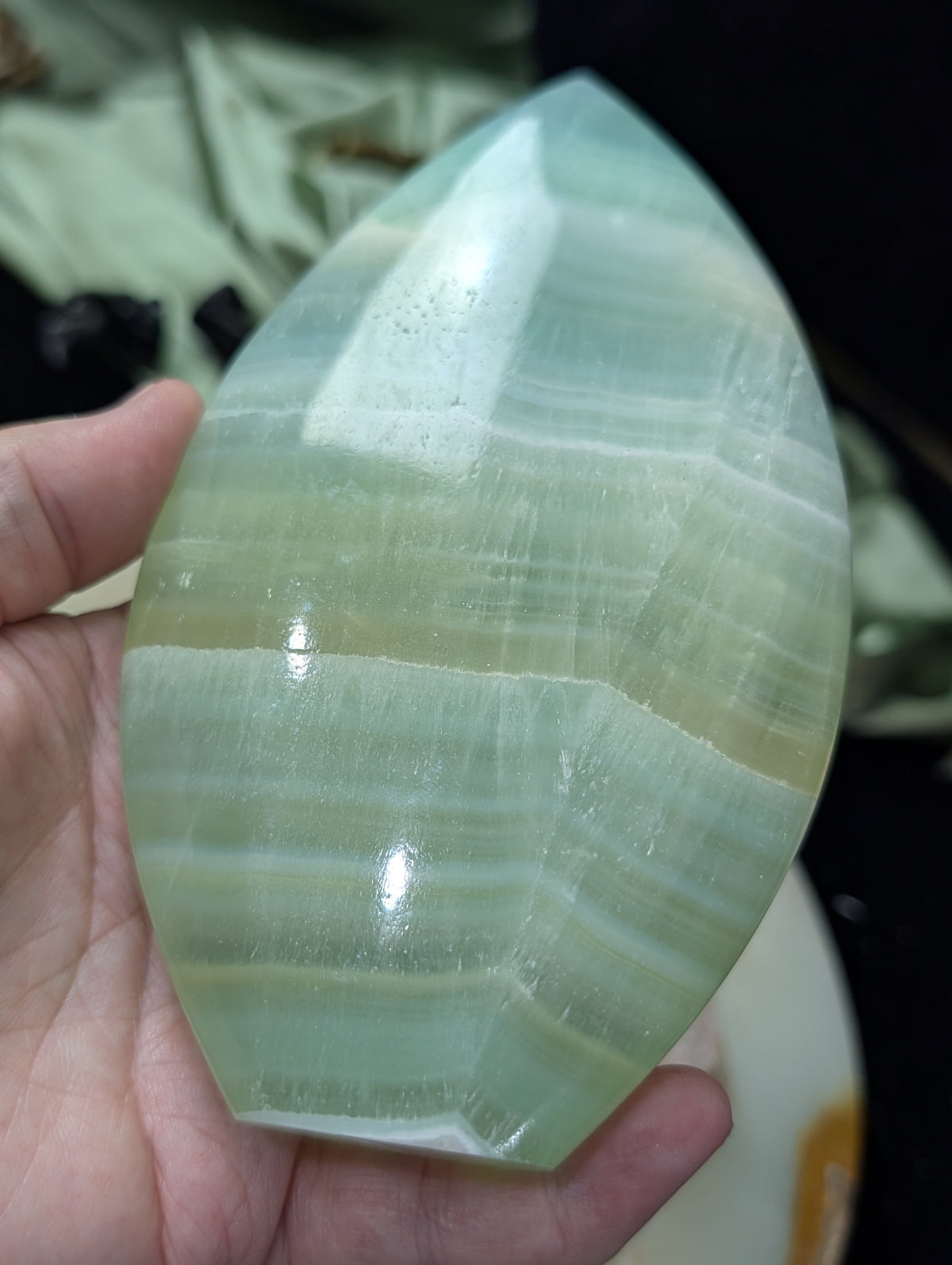 Pistachio Calcite Flame