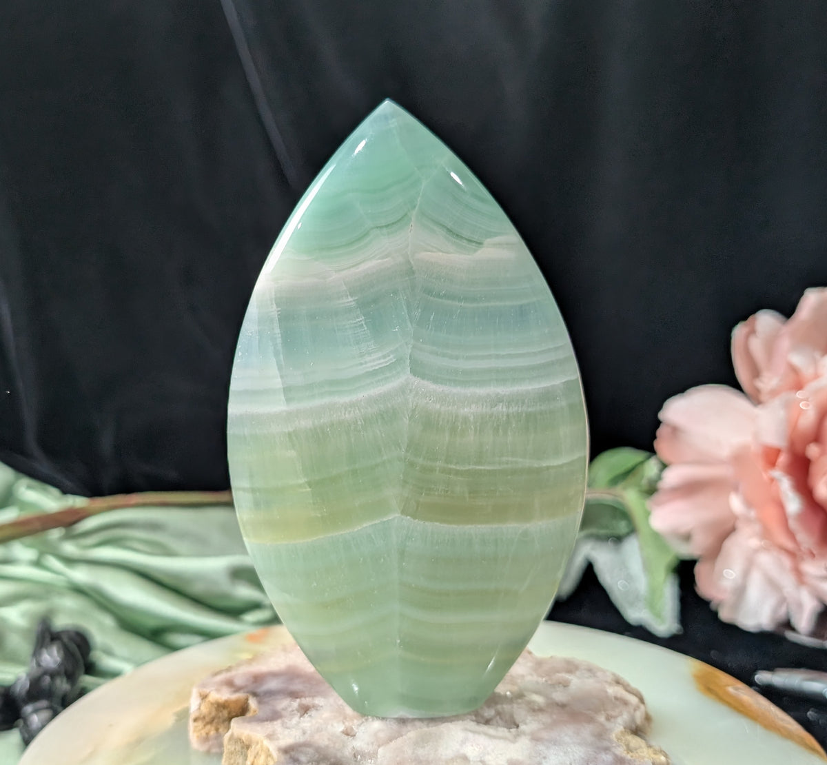 Pistachio Calcite Flame