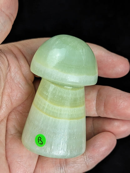 Hand Carved Pistachio Calcite Mushroom Figurine 1B1
