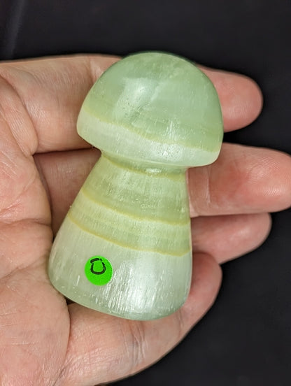 Hand Carved Pistachio Calcite Mushroom Figurine 1D2