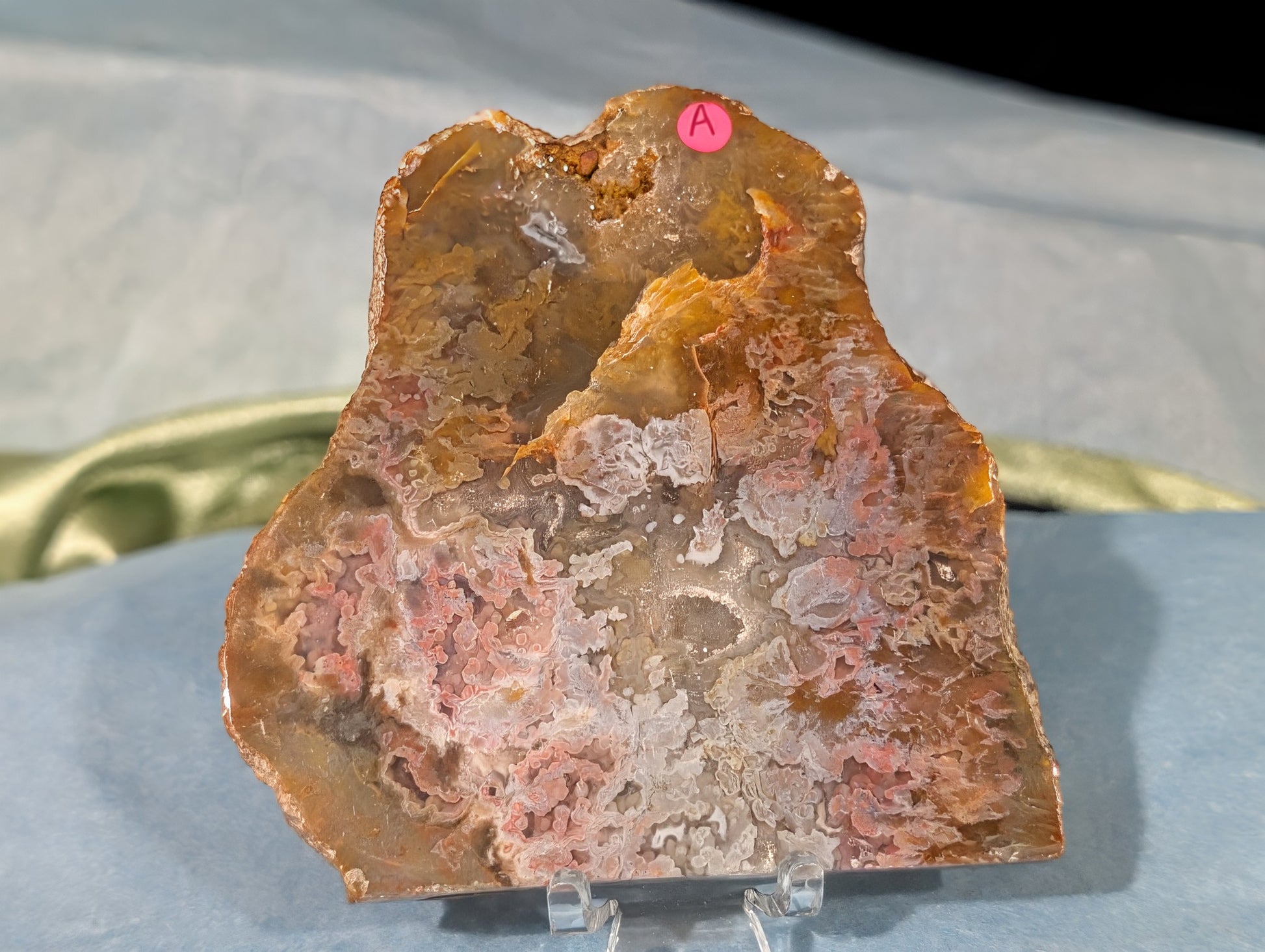 Polished Pink Moss Agate Slab