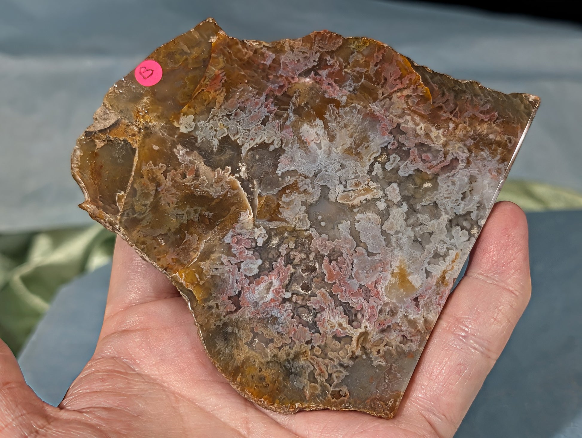 Polished Pink Moss Agate Slab