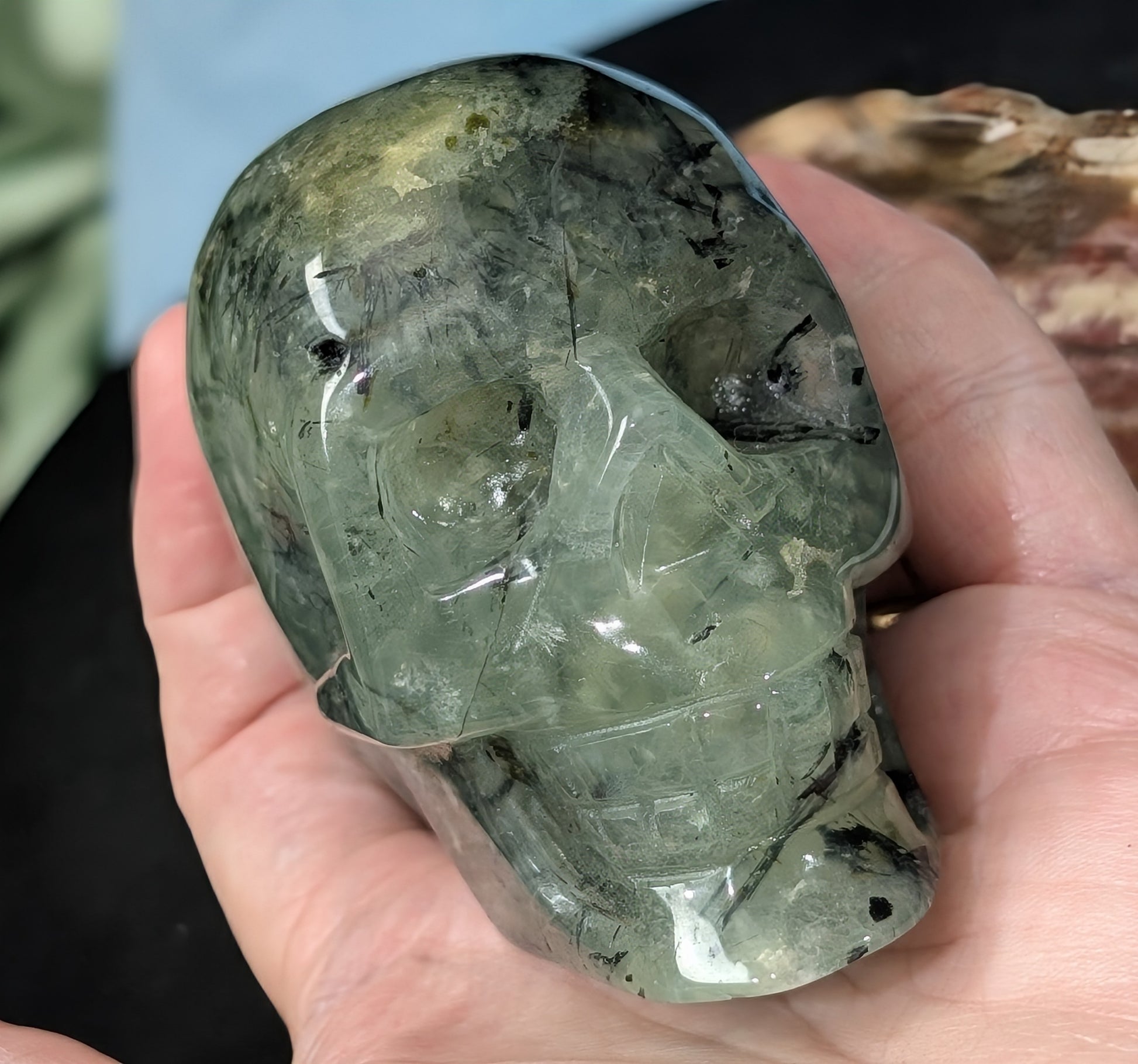 Prehnite And Epidote Skull