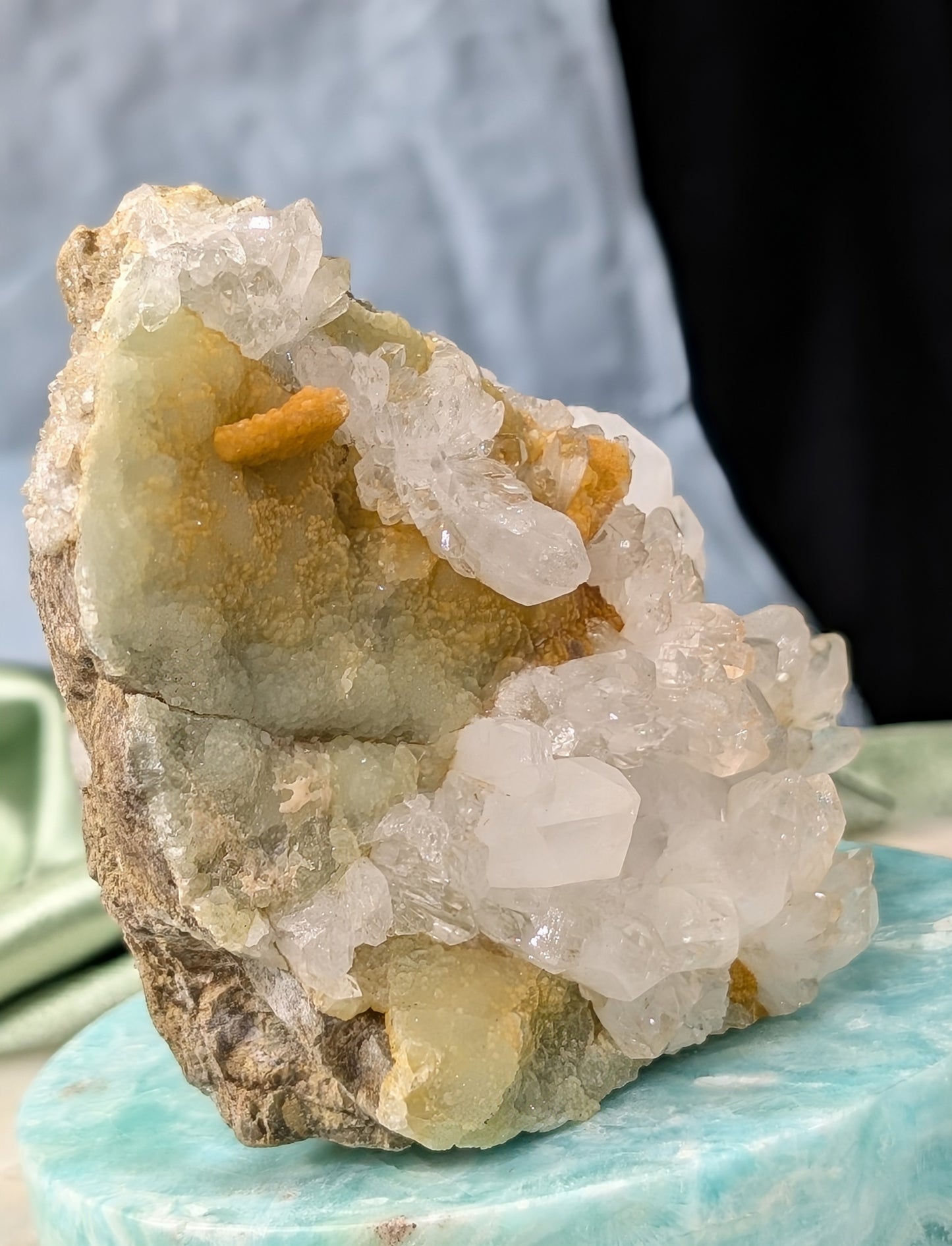 Prehnite and Quartz in Matrix Specimen