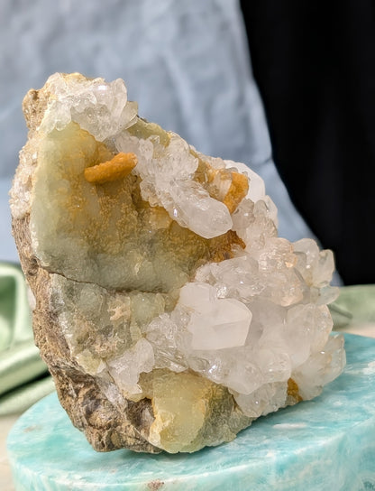 Prehnite and Quartz in Matrix Specimen