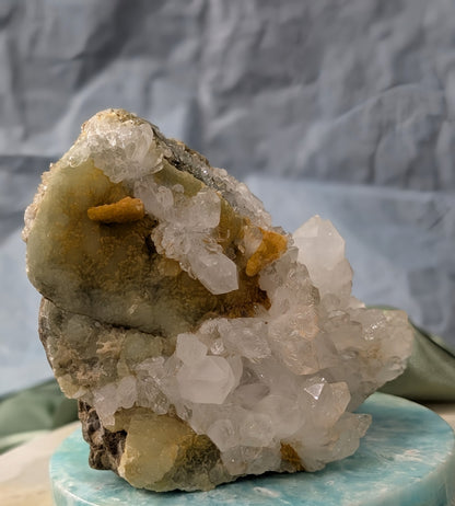 Prehnite and Quartz in Matrix Specimen