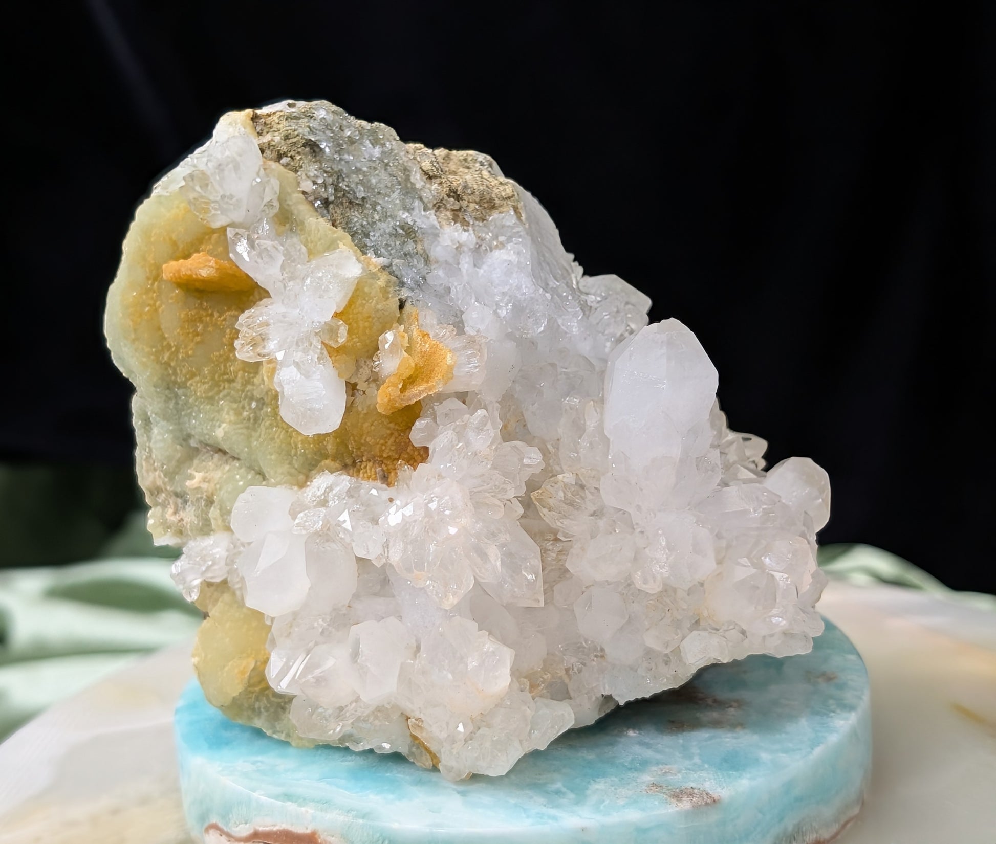 Prehnite and Quartz in Matrix Specimen