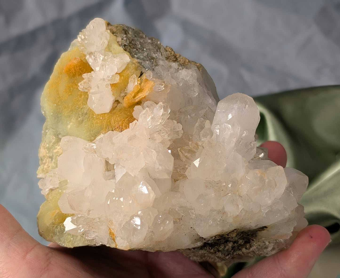 Prehnite and Quartz in Matrix Specimen