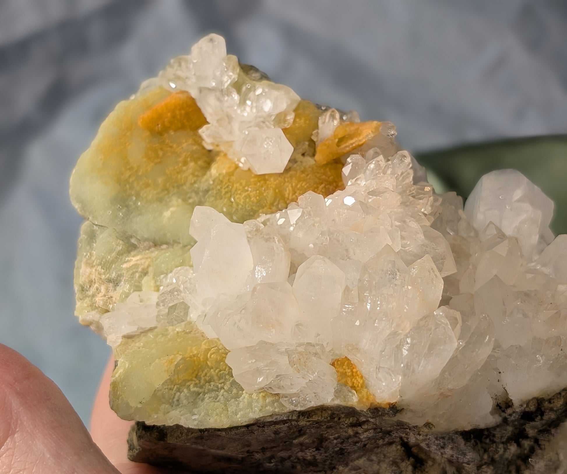 Prehnite and Quartz in Matrix Specimen